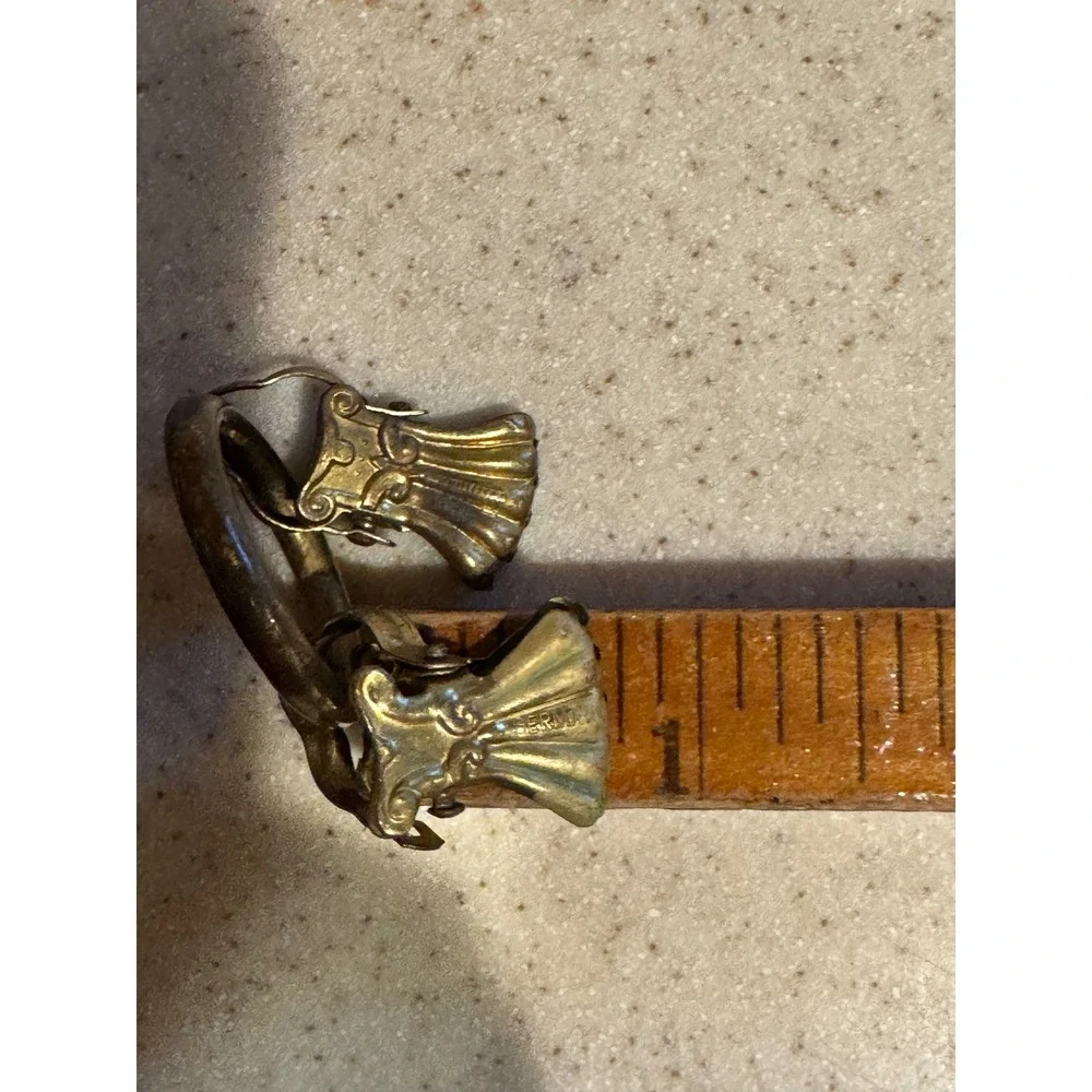 Vintage Brass Cafe Curtain Ring with Clips Germany Ornate Hardware